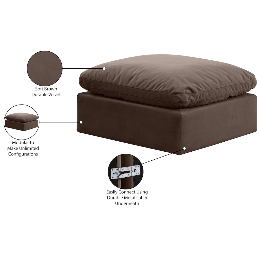 Indulge Brown Velvet Ottoman. Picture 6