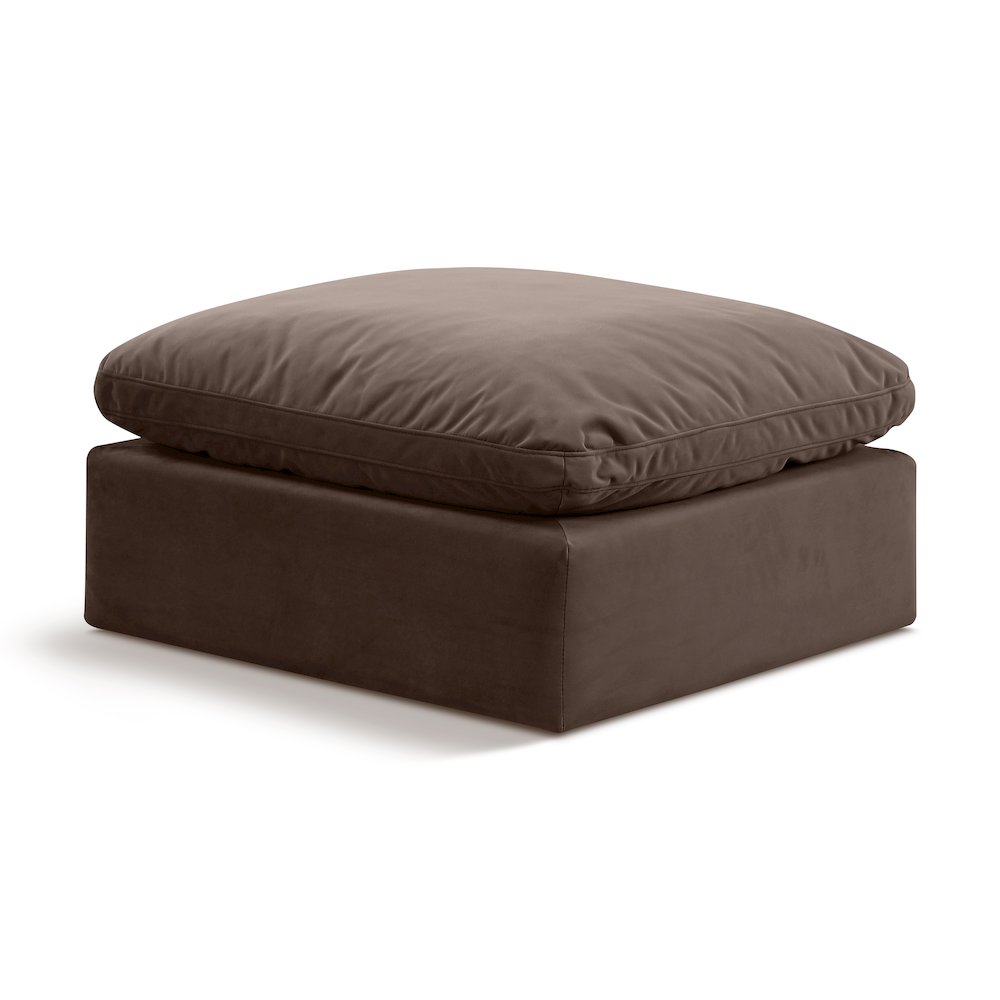 Indulge Brown Velvet Ottoman. Picture 1