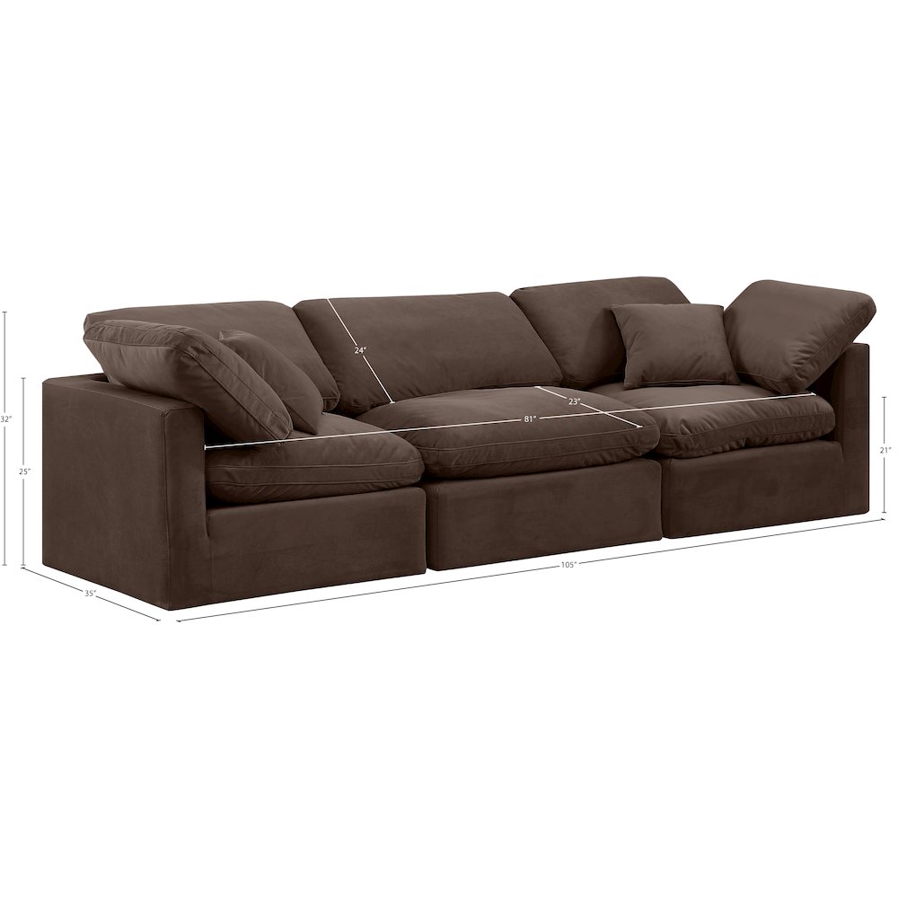 Indulge Brown Velvet Modular Sofa. Picture 8