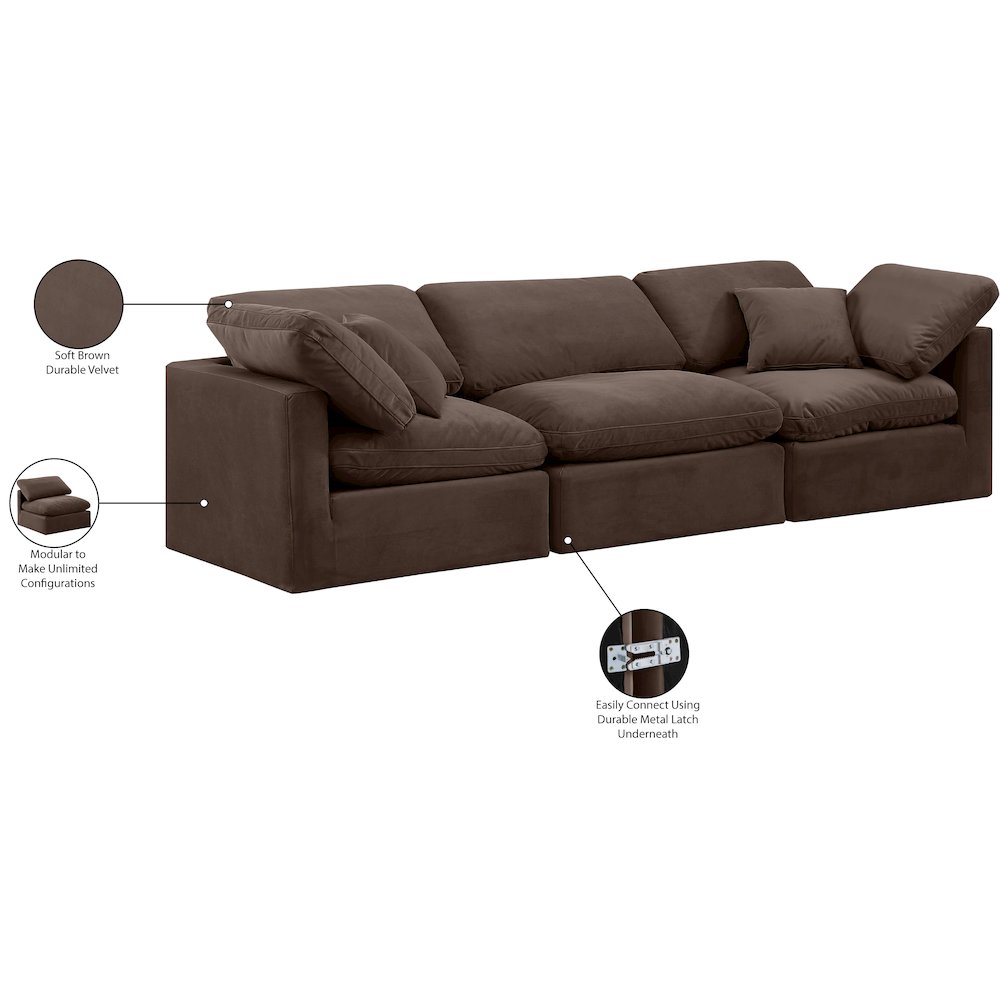 Indulge Brown Velvet Modular Sofa. Picture 9