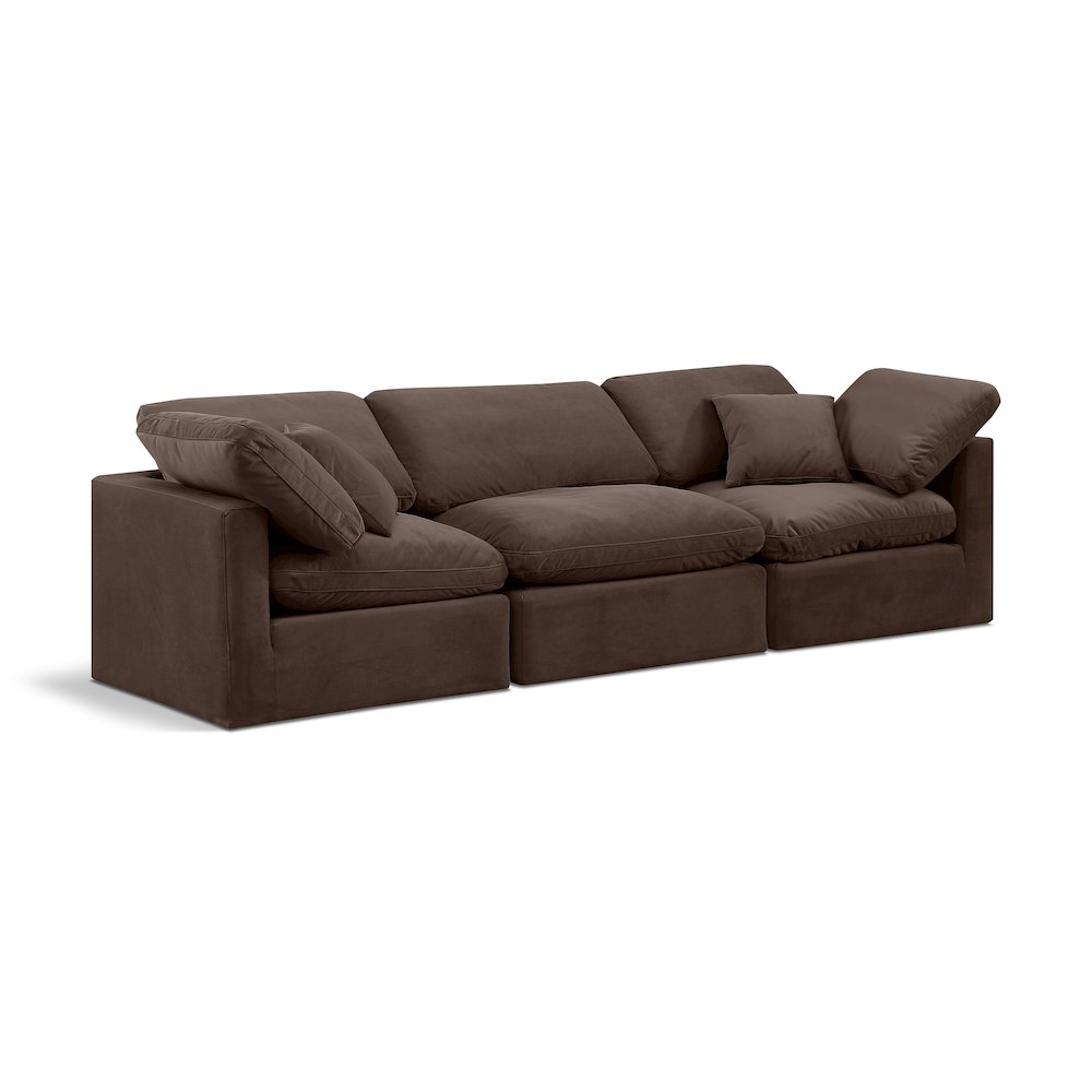 Indulge Brown Velvet Modular Sofa. Picture 1