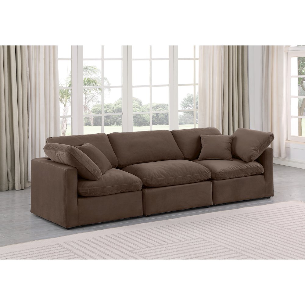 Indulge Brown Velvet Modular Sofa. Picture 2
