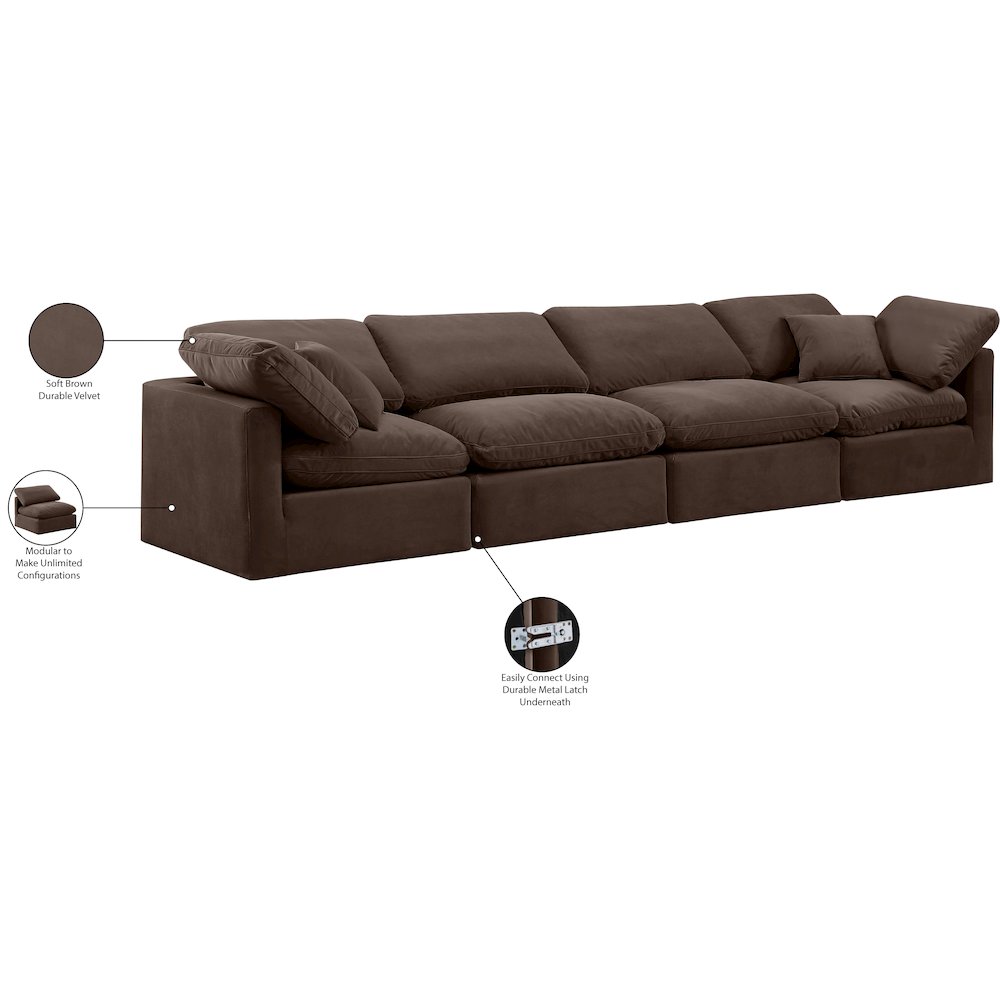 Indulge Brown Velvet Modular Sofa. Picture 9