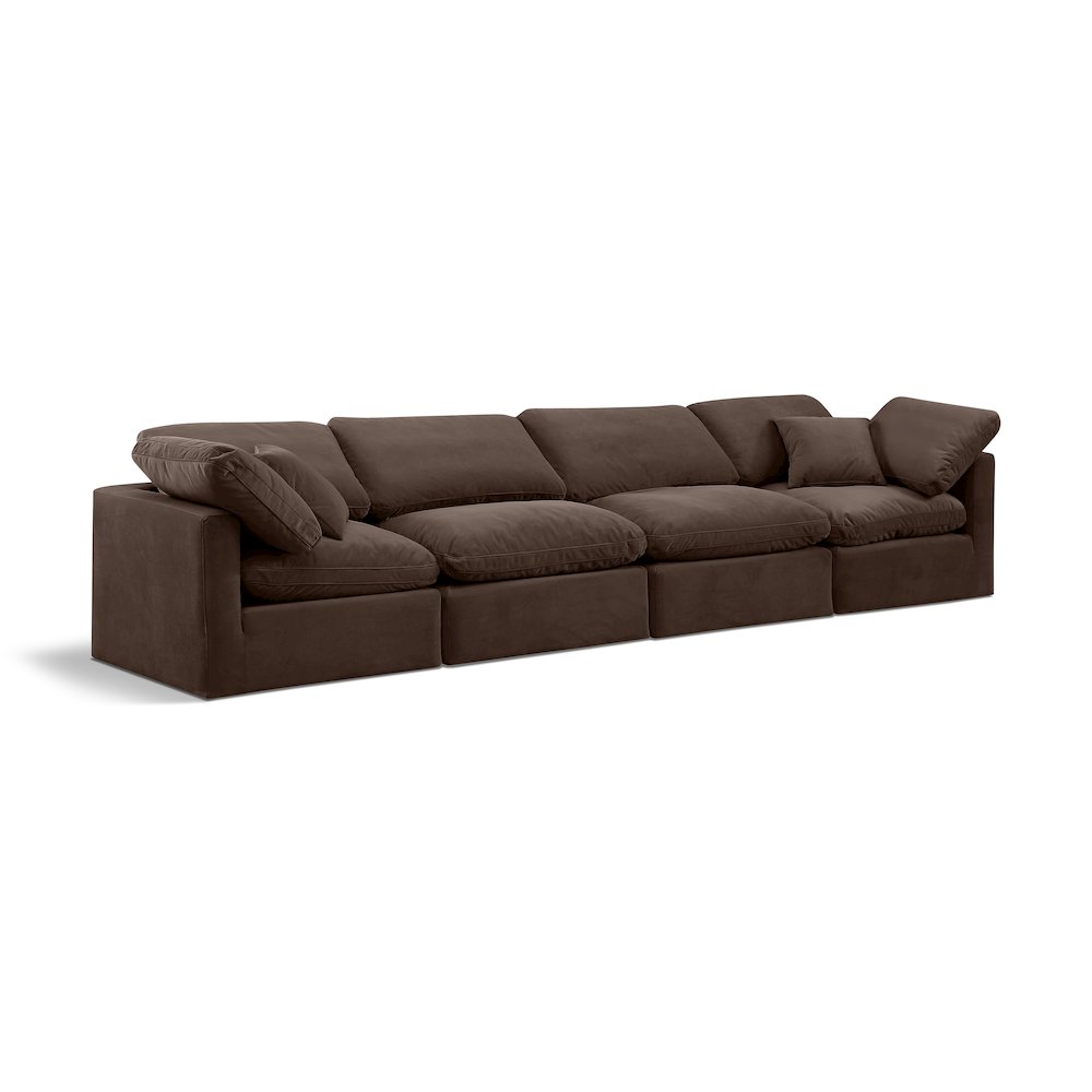 Indulge Brown Velvet Modular Sofa. Picture 1