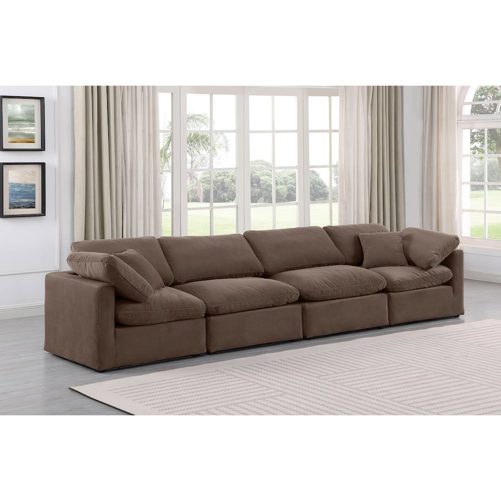 Indulge Brown Velvet Modular Sofa. Picture 2