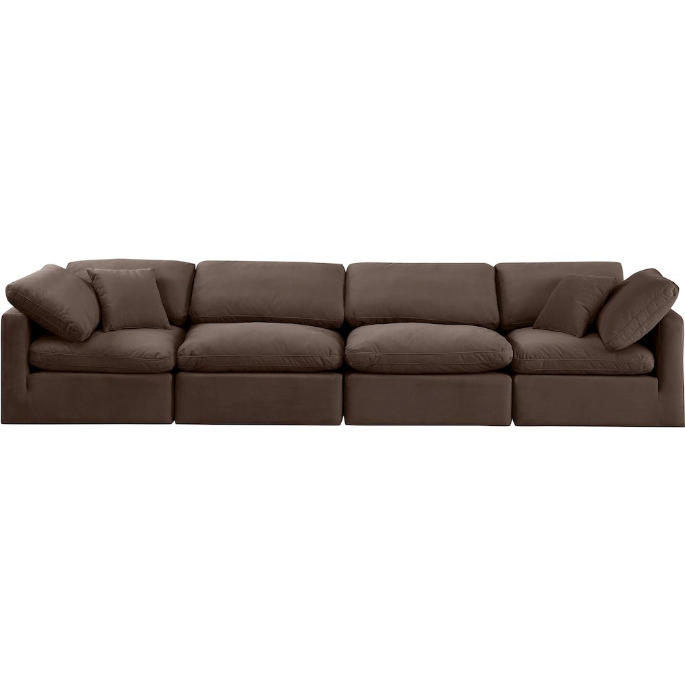 Indulge Brown Velvet Modular Sofa. Picture 4