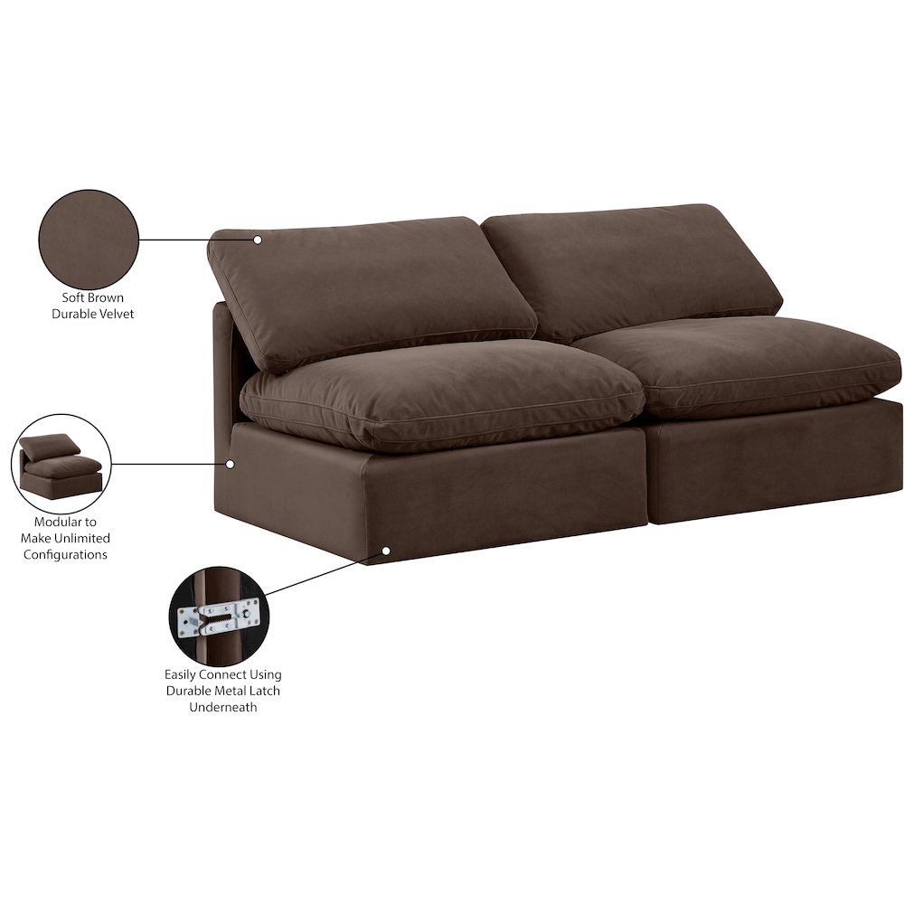 Indulge Brown Velvet Modular Sofa. Picture 8