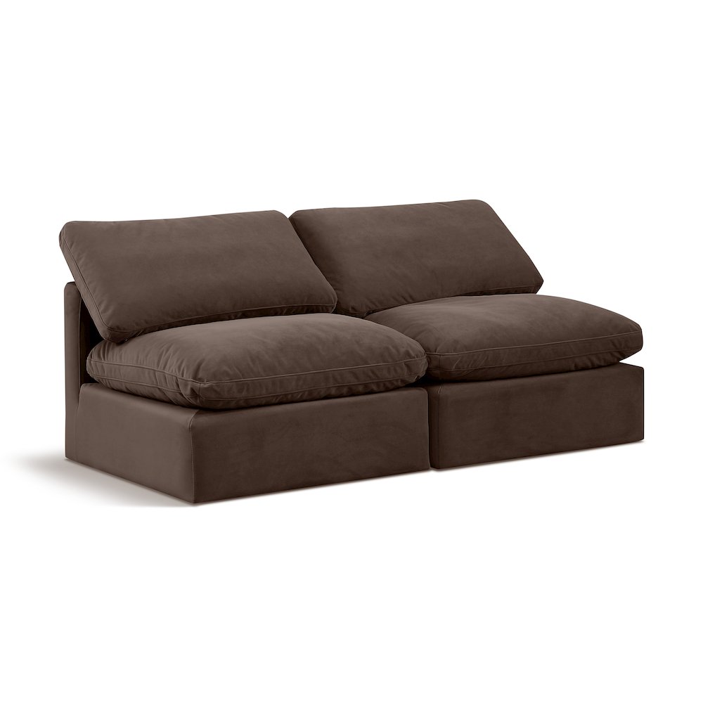 Indulge Brown Velvet Modular Sofa. Picture 1