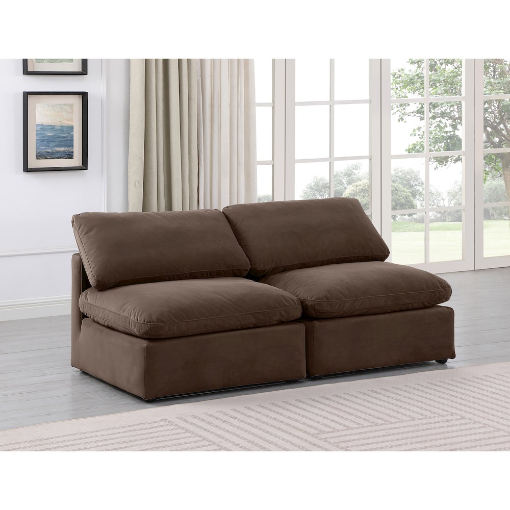 Indulge Brown Velvet Modular Sofa. Picture 2