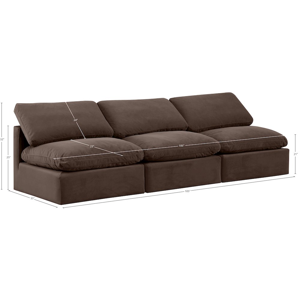 Indulge Brown Velvet Modular Sofa. Picture 7