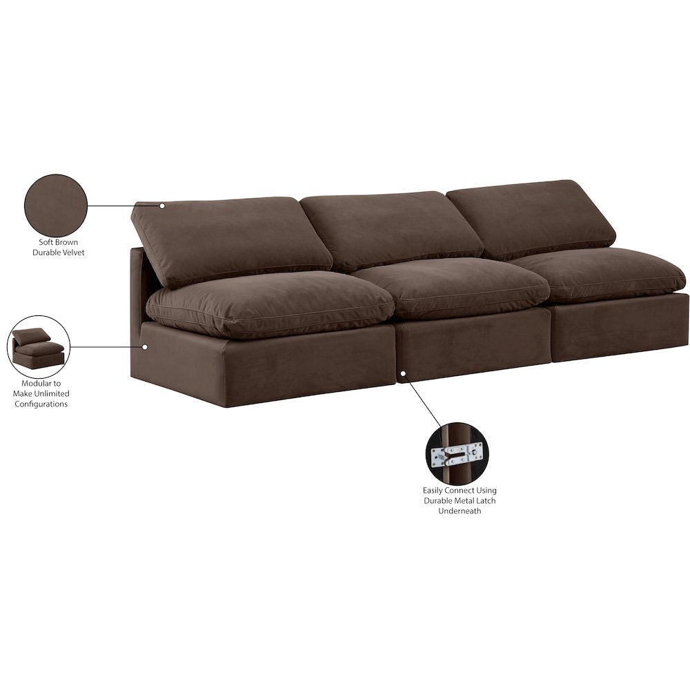 Indulge Brown Velvet Modular Sofa. Picture 8