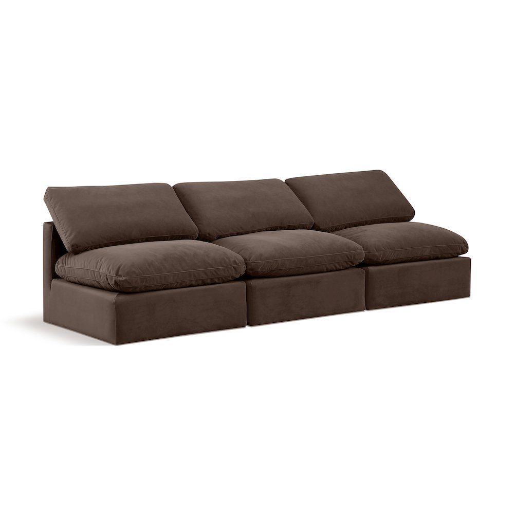 Indulge Brown Velvet Modular Sofa. Picture 1