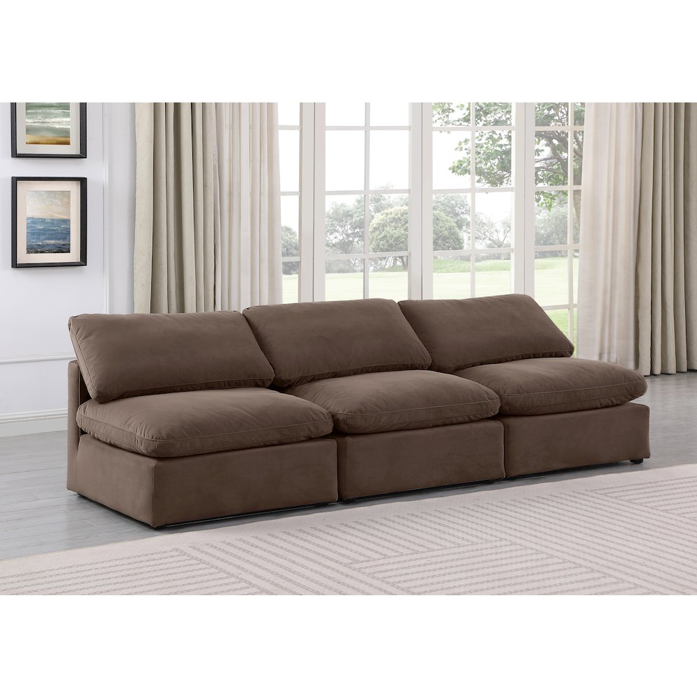 Indulge Brown Velvet Modular Sofa. Picture 2