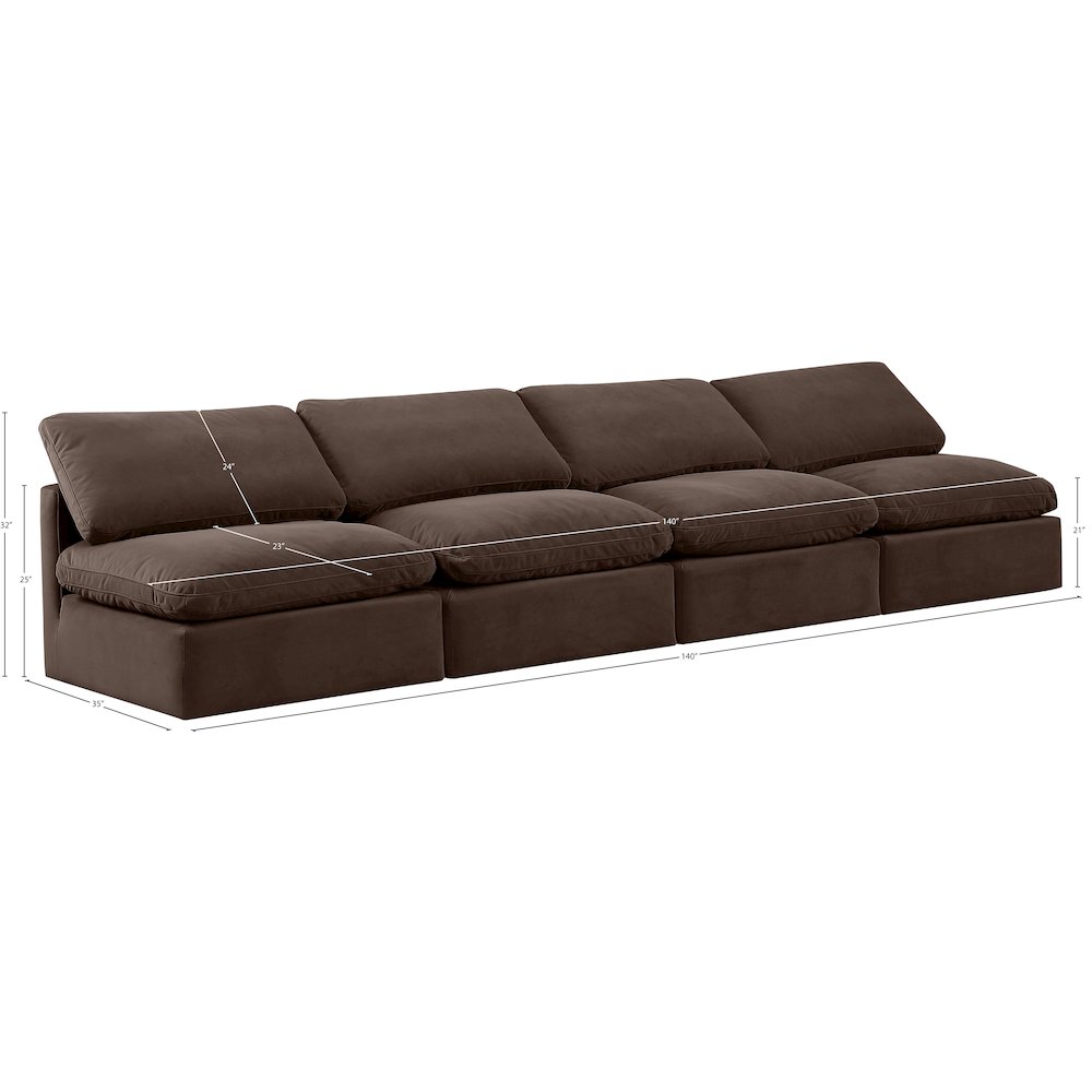 Indulge Brown Velvet Modular Sofa. Picture 7