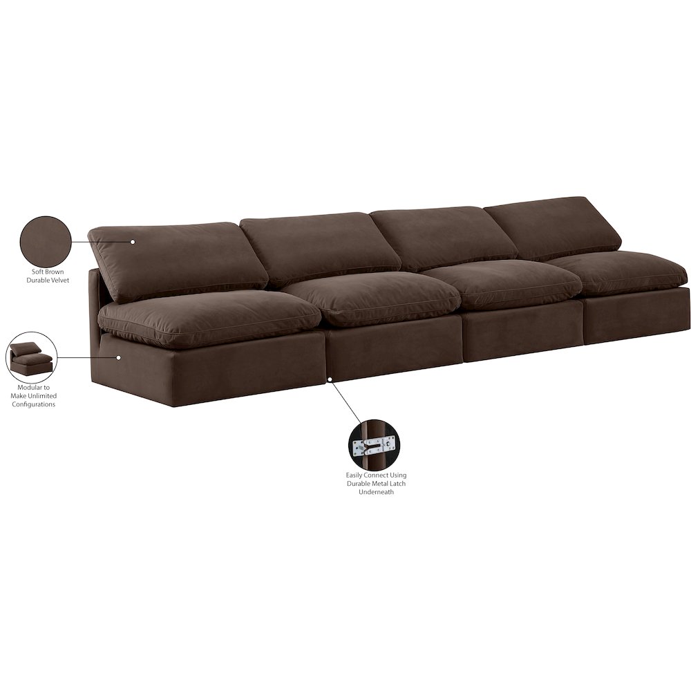 Indulge Brown Velvet Modular Sofa. Picture 8