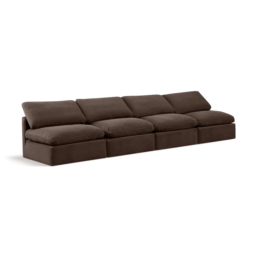 Indulge Brown Velvet Modular Sofa. Picture 1