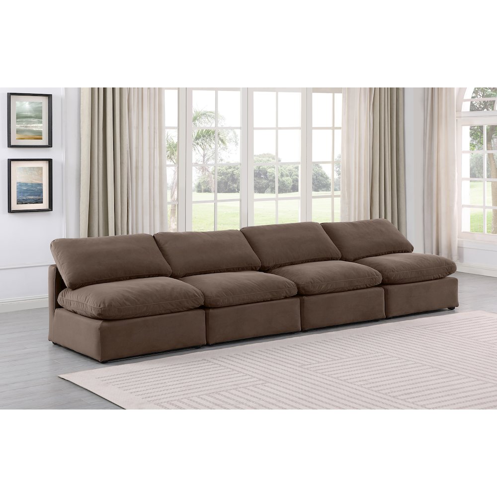 Indulge Brown Velvet Modular Sofa. Picture 2