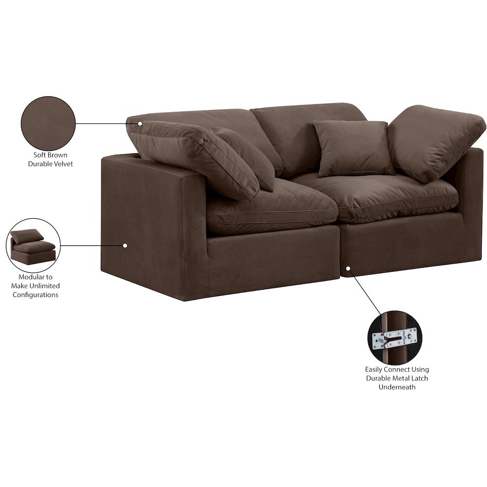 Indulge Brown Velvet Modular Sofa. Picture 9