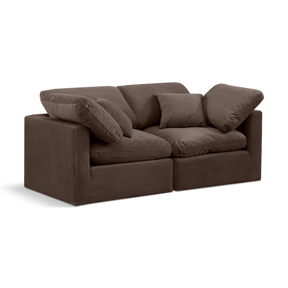 Indulge Brown Velvet Modular Sofa. Picture 1