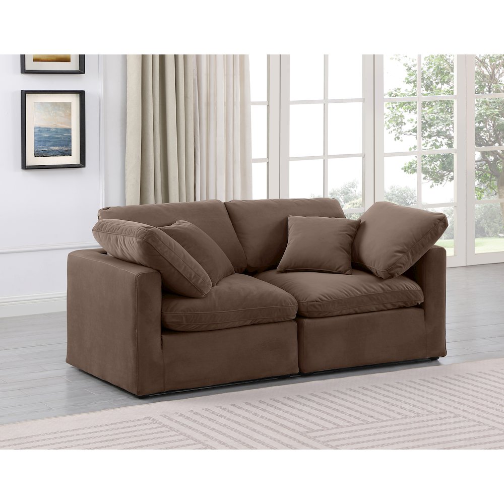 Indulge Brown Velvet Modular Sofa. Picture 2