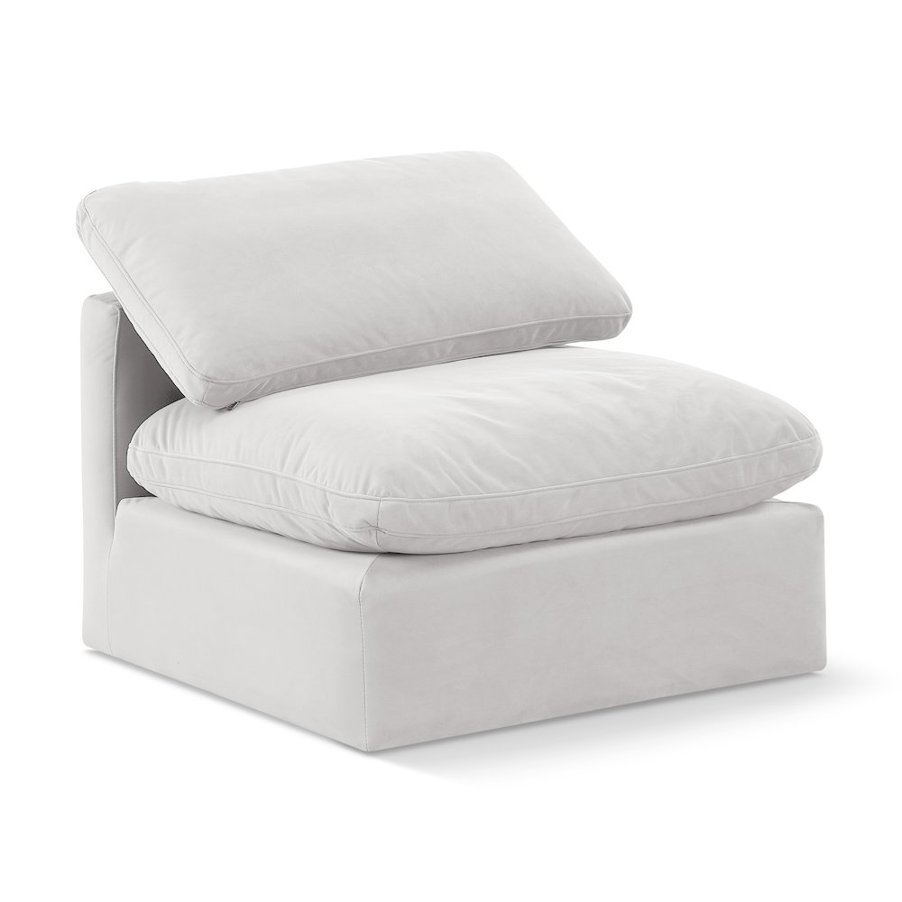 Indulge Cream Velvet Armless Chair. Picture 1