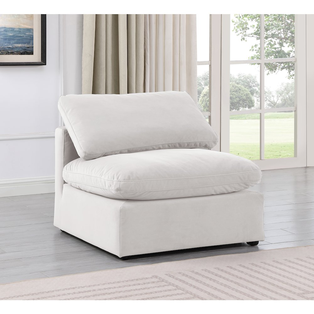 Indulge Cream Velvet Armless Chair. Picture 2