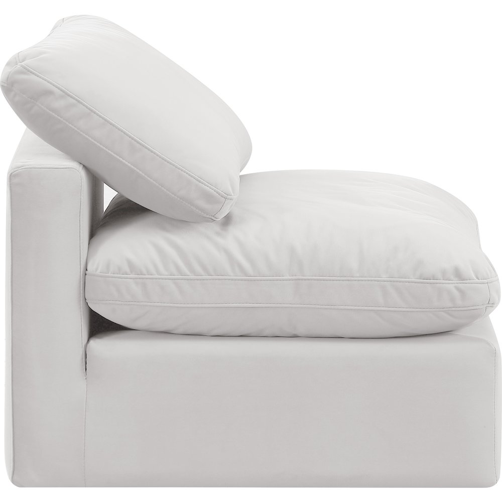 Indulge Cream Velvet Armless Chair. Picture 5
