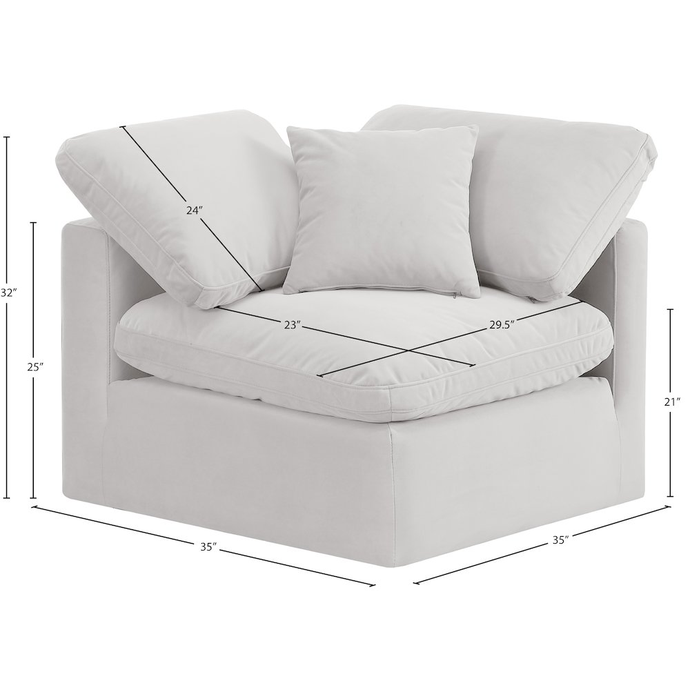 Indulge Cream Velvet Corner Chair. Picture 8