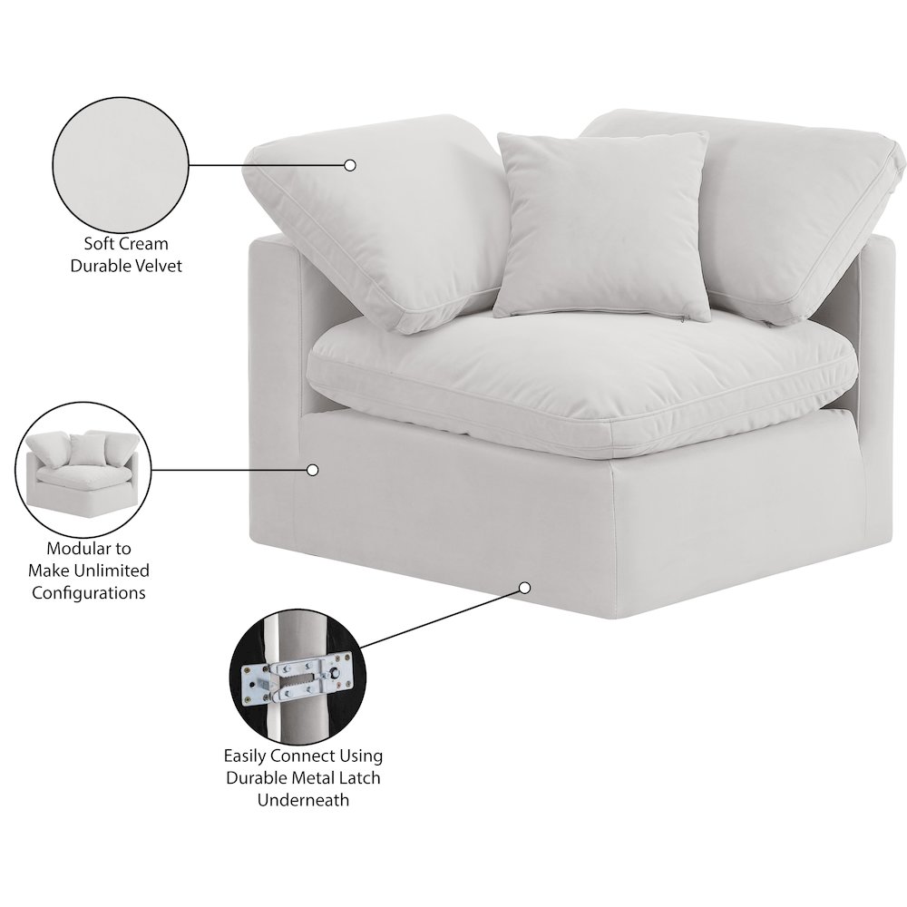 Indulge Cream Velvet Corner Chair. Picture 9