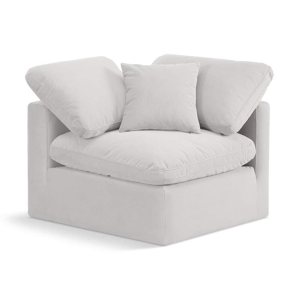 Indulge Cream Velvet Corner Chair. Picture 1