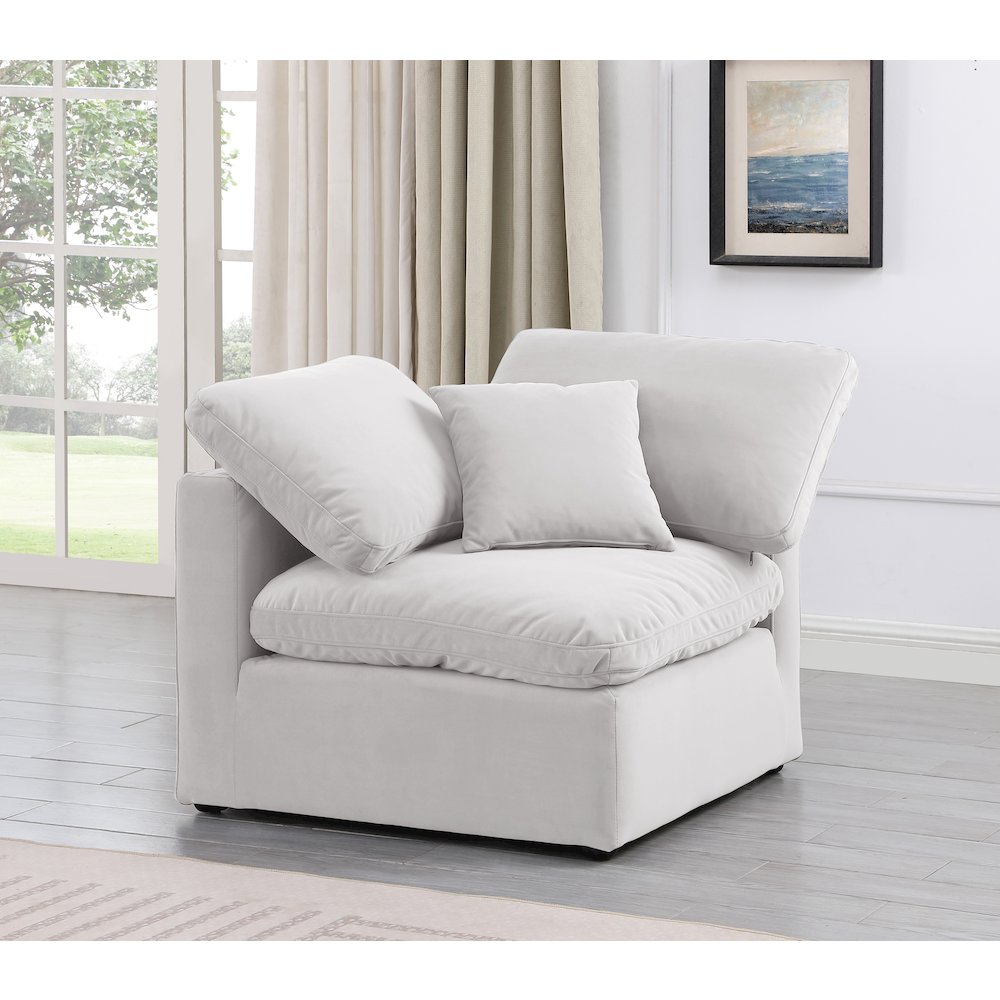 Indulge Cream Velvet Corner Chair. Picture 2