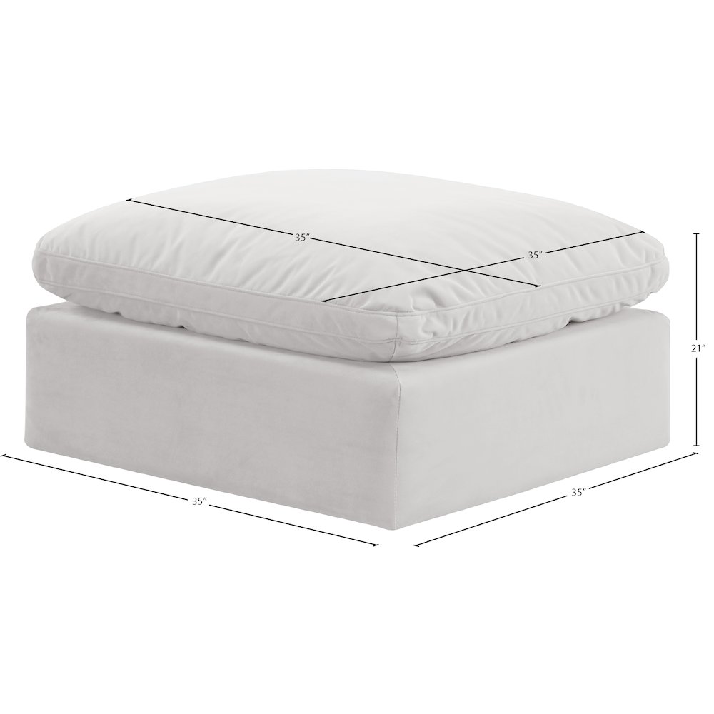 Indulge Cream Velvet Ottoman. Picture 5
