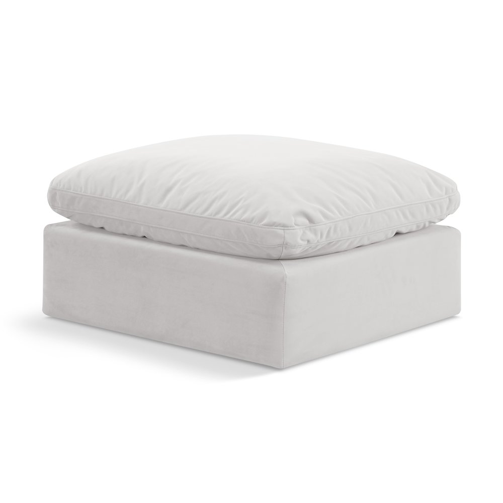 Indulge Cream Velvet Ottoman. Picture 1