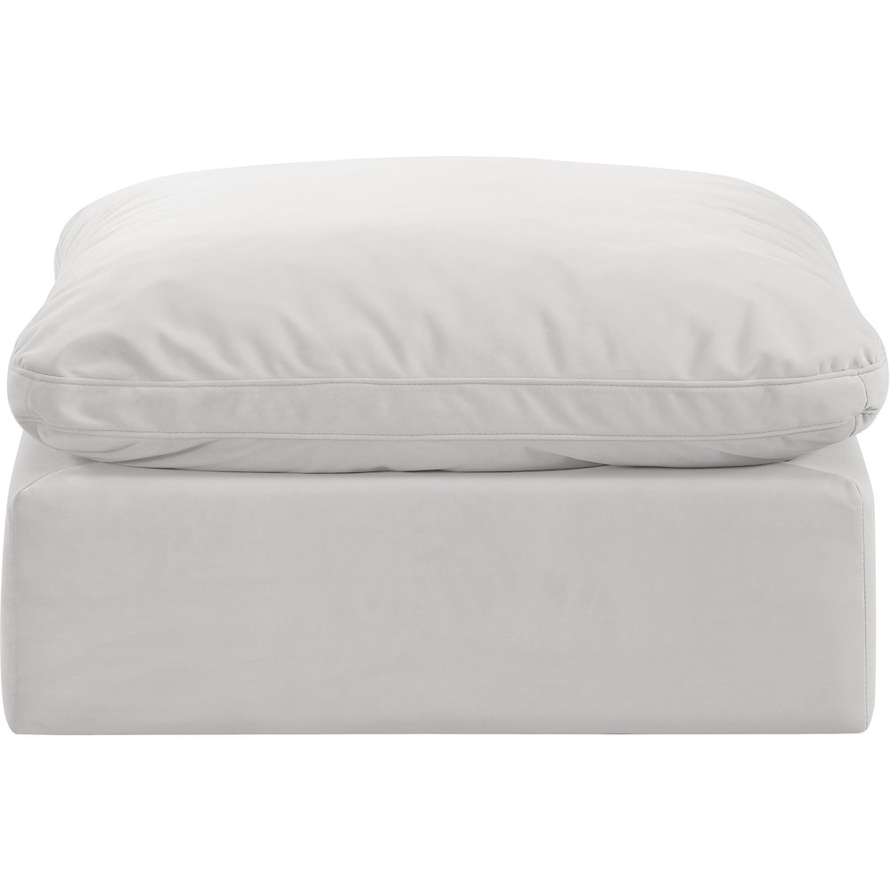 Indulge Cream Velvet Ottoman. Picture 3