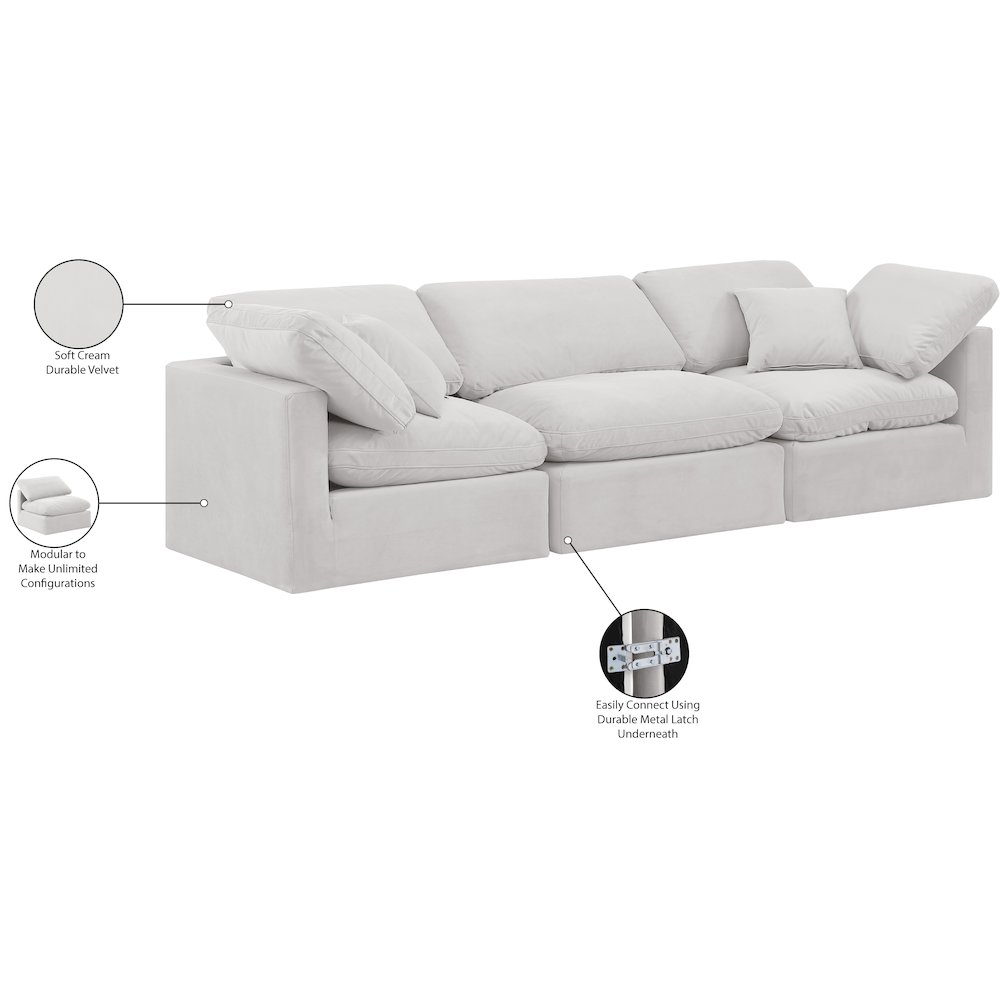 Indulge Cream Velvet Modular Sofa. Picture 9