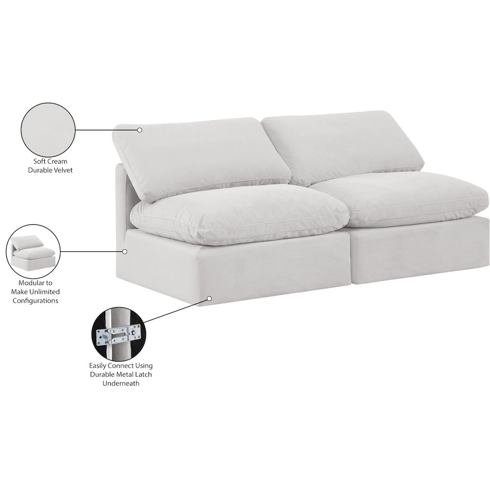 Indulge Cream Velvet Modular Sofa. Picture 8