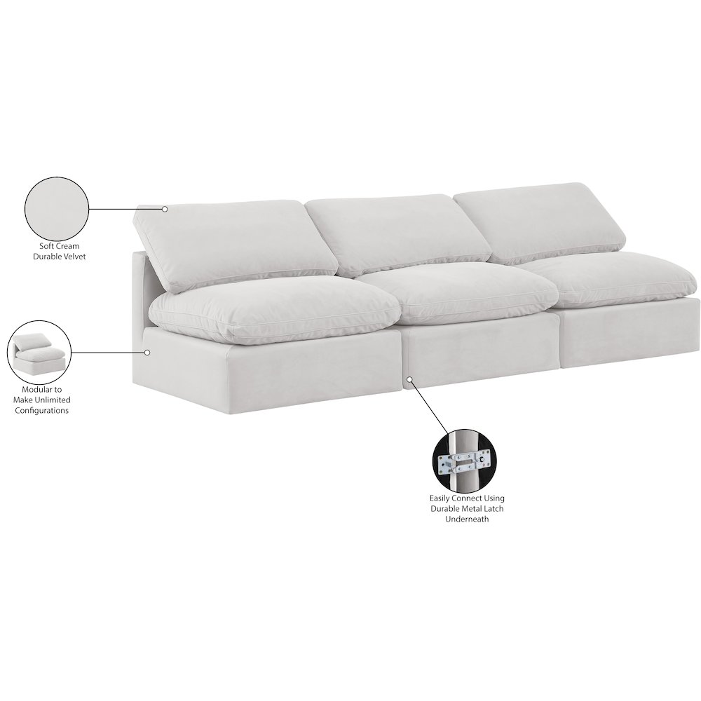 Indulge Cream Velvet Modular Sofa. Picture 8