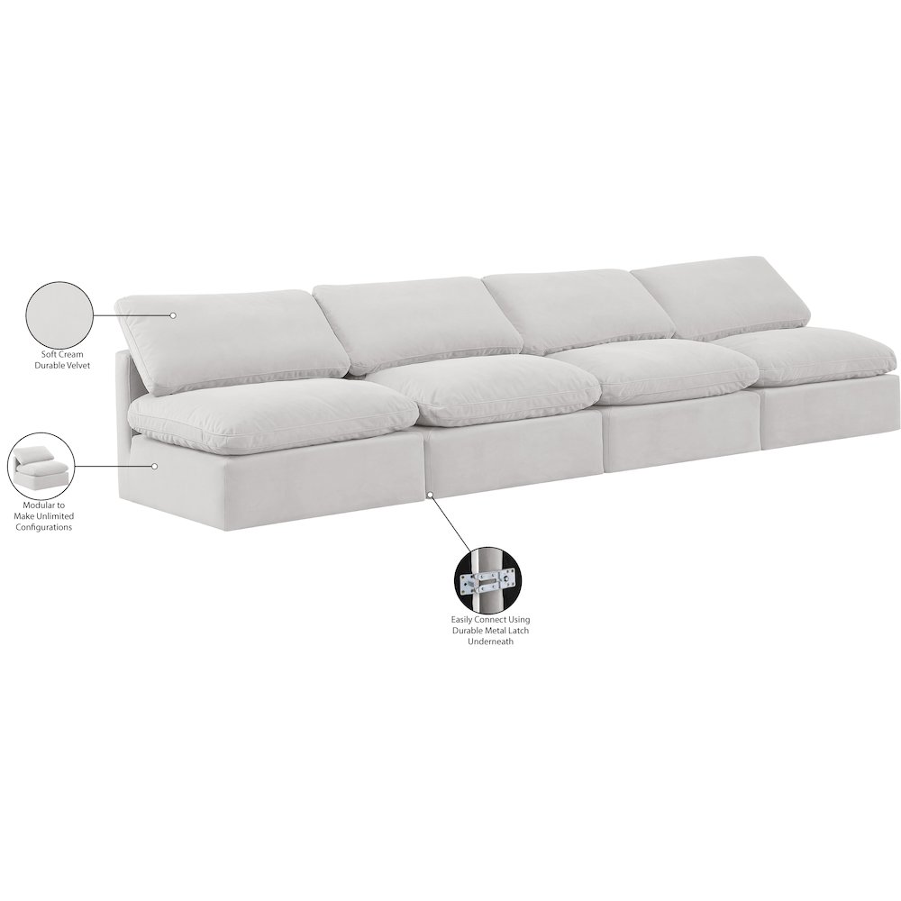 Indulge Cream Velvet Modular Sofa. Picture 8