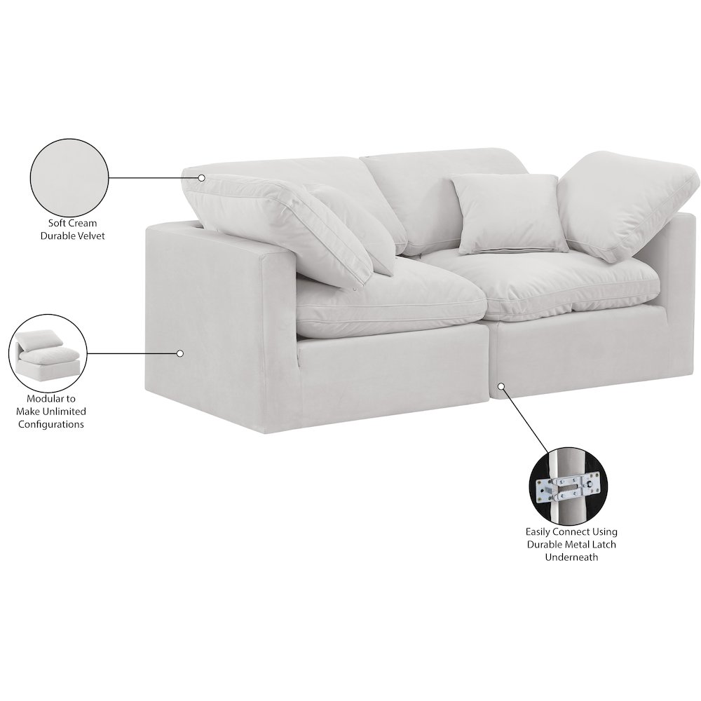 Indulge Cream Velvet Modular Sofa. Picture 9