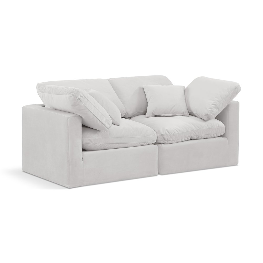 Indulge Cream Velvet Modular Sofa. Picture 1