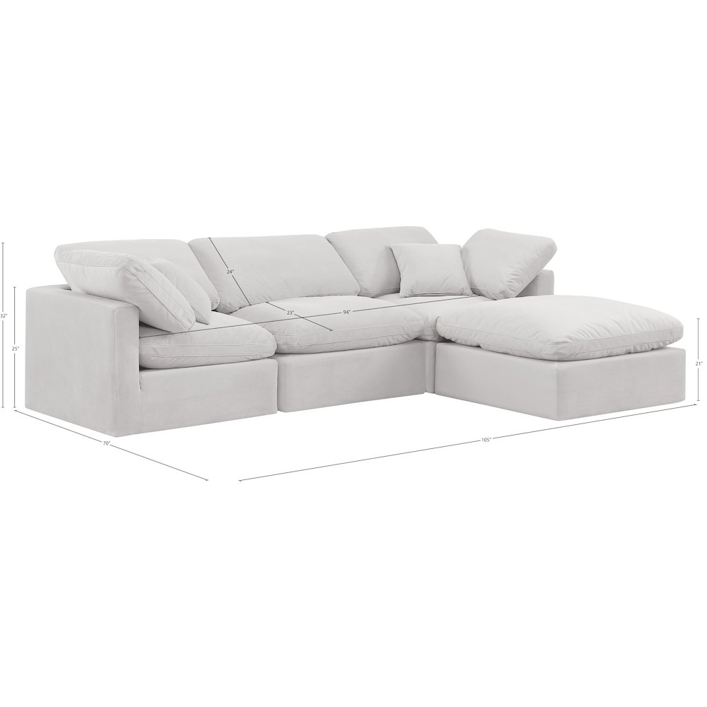 Indulge Cream Velvet Modular Sectional. Picture 8