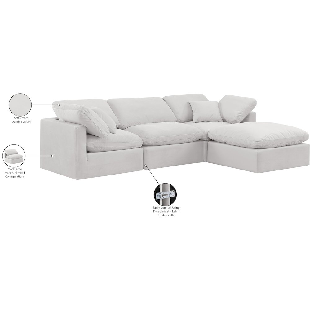 Indulge Cream Velvet Modular Sectional. Picture 9
