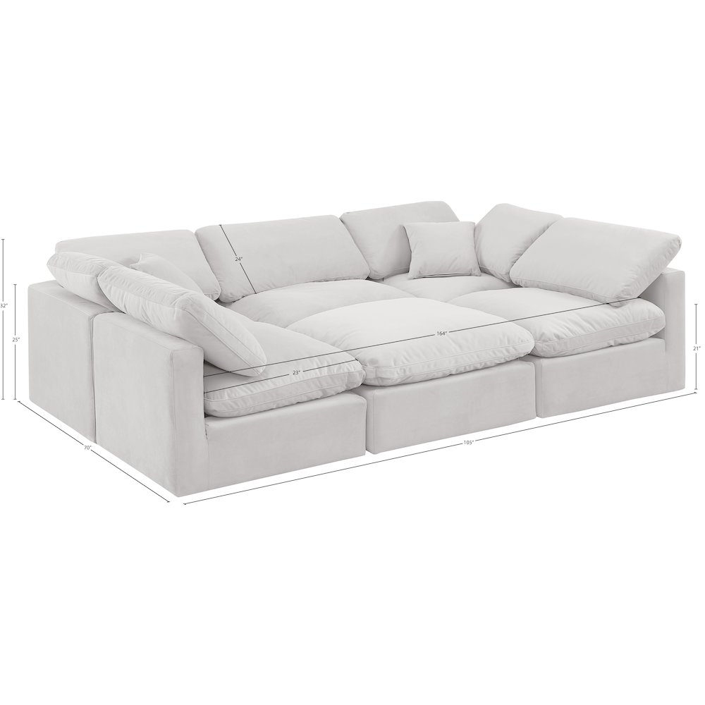 Indulge Cream Velvet Modular Sectional. Picture 8