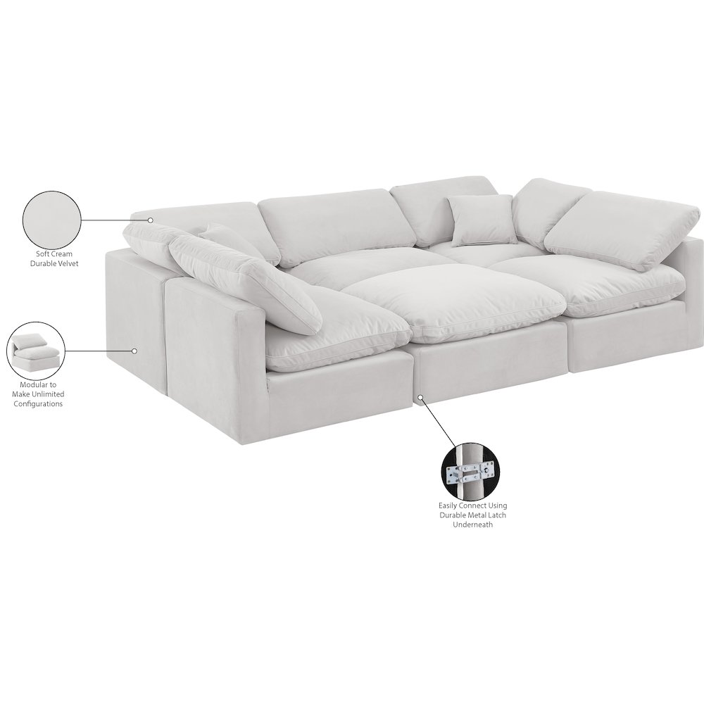 Indulge Cream Velvet Modular Sectional. Picture 9
