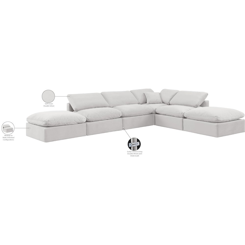 Indulge Cream Velvet Modular Sectional. Picture 3