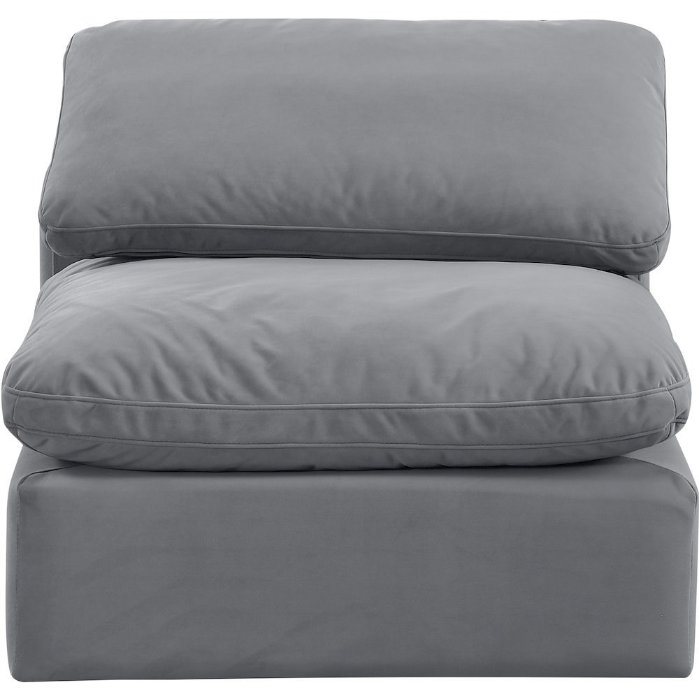 Indulge Grey Velvet Armless Chair. Picture 4
