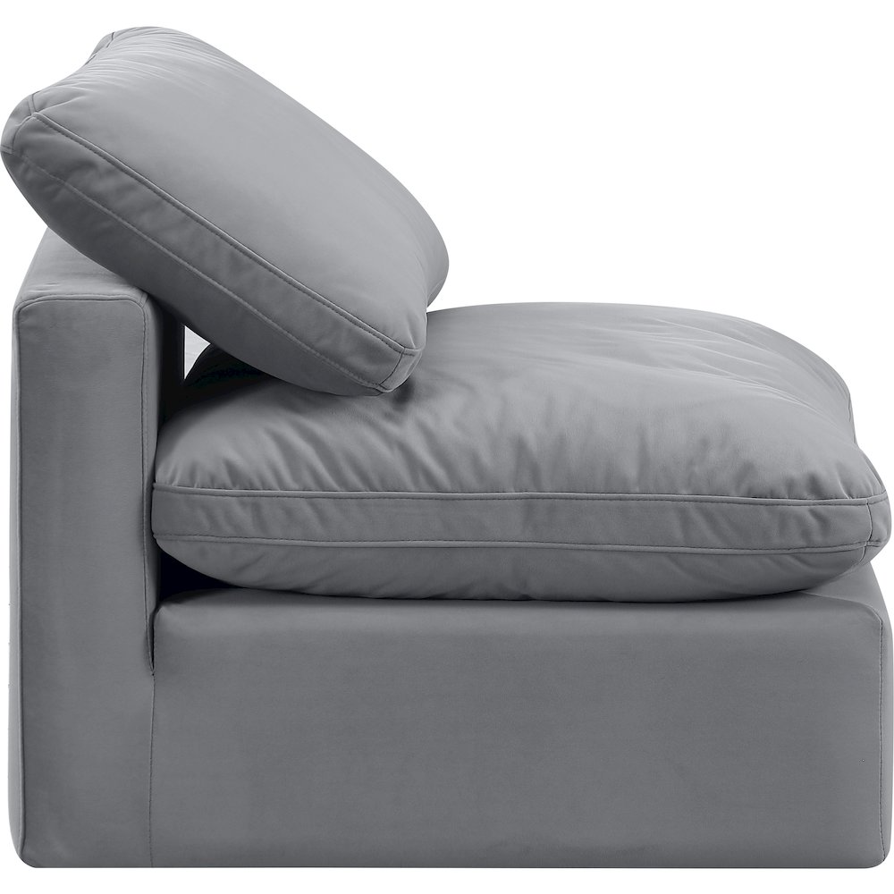 Indulge Grey Velvet Armless Chair. Picture 5
