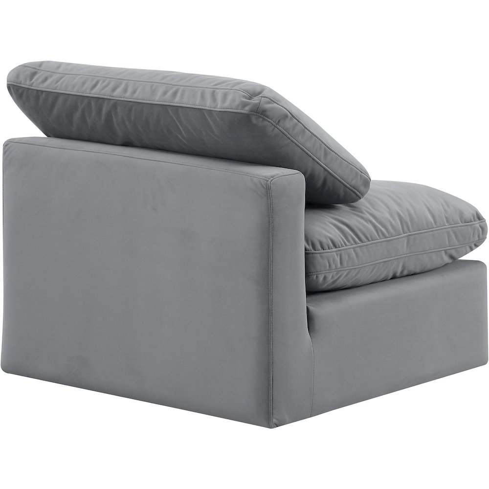 Indulge Grey Velvet Armless Chair. Picture 6
