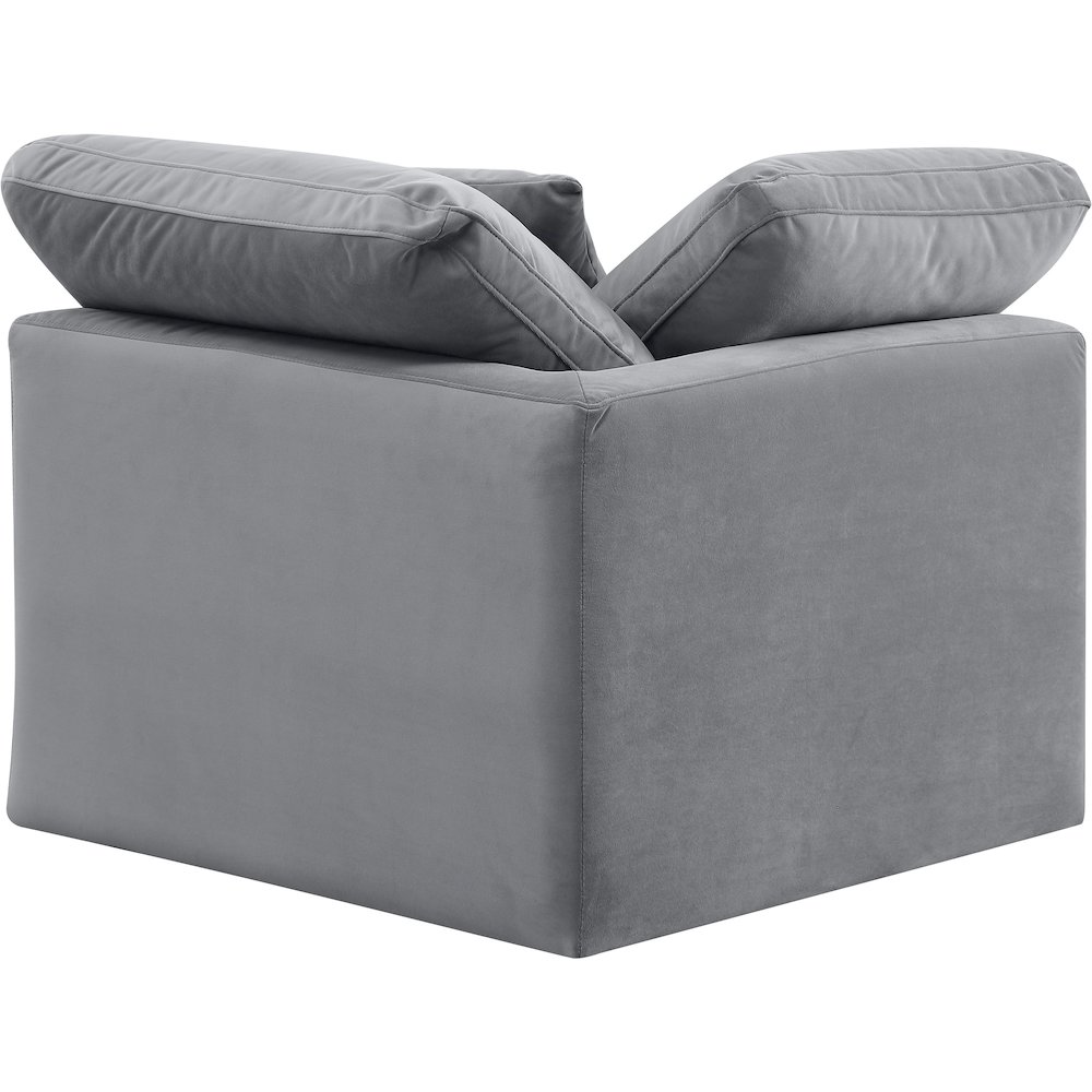 Indulge Grey Velvet Corner Chair. Picture 3