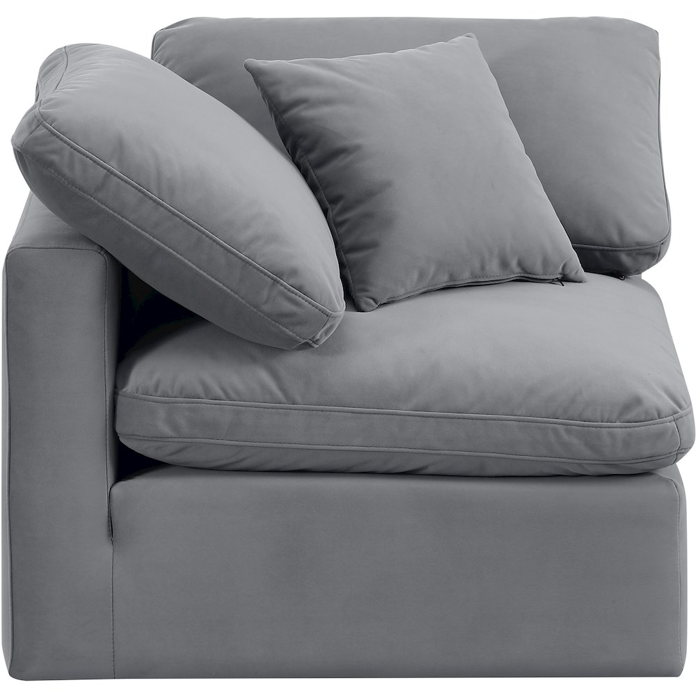 Indulge Grey Velvet Corner Chair. Picture 4